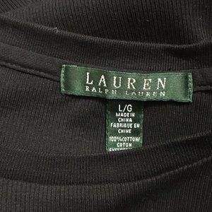 Ralph Lauren Black Women's Top with Faux Leather Shoulder Accents Size Large